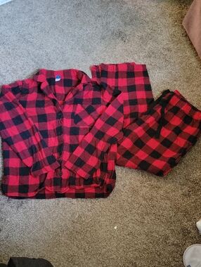Old Navy Red and Black Buffalo Plaid Pajama Set